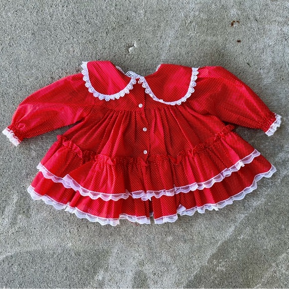 Red Lace Trim Kids Matching Set - Picture 4 of 10